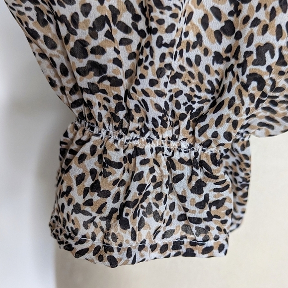 Japna Long Sleeve Animal Print Smocked Crop Top Size Small - Picture 7 of 10
